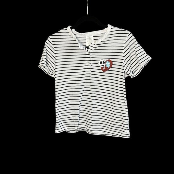 Disney Tops - Disney Nightmare Before Christmas Jack and Sally Striped T-shirt Size S